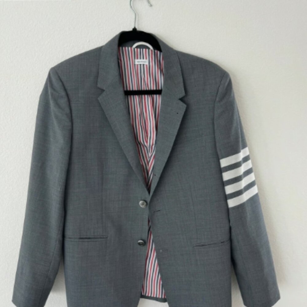 LNWOT Thom Browne Size 2 Sport Jacket Gray with Arm Stripes